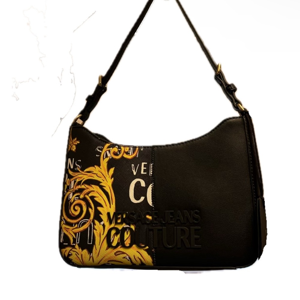 Versace Jeans Collection Black and Gold Shoulder Bag